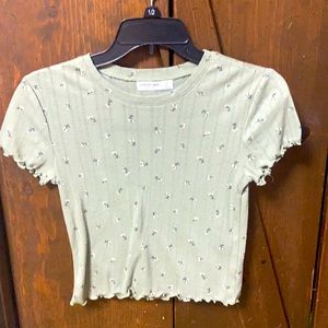 olive green arizona ruffle top